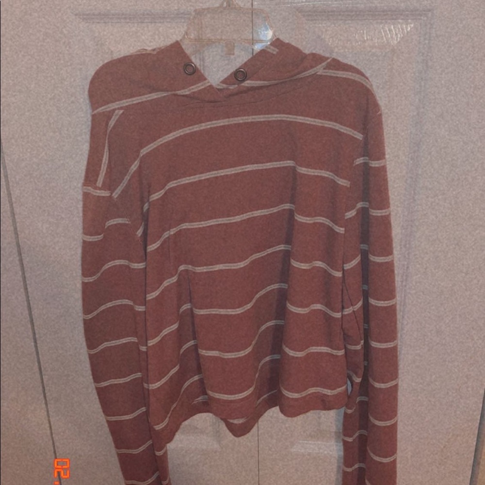 Purple and white striped hoodie